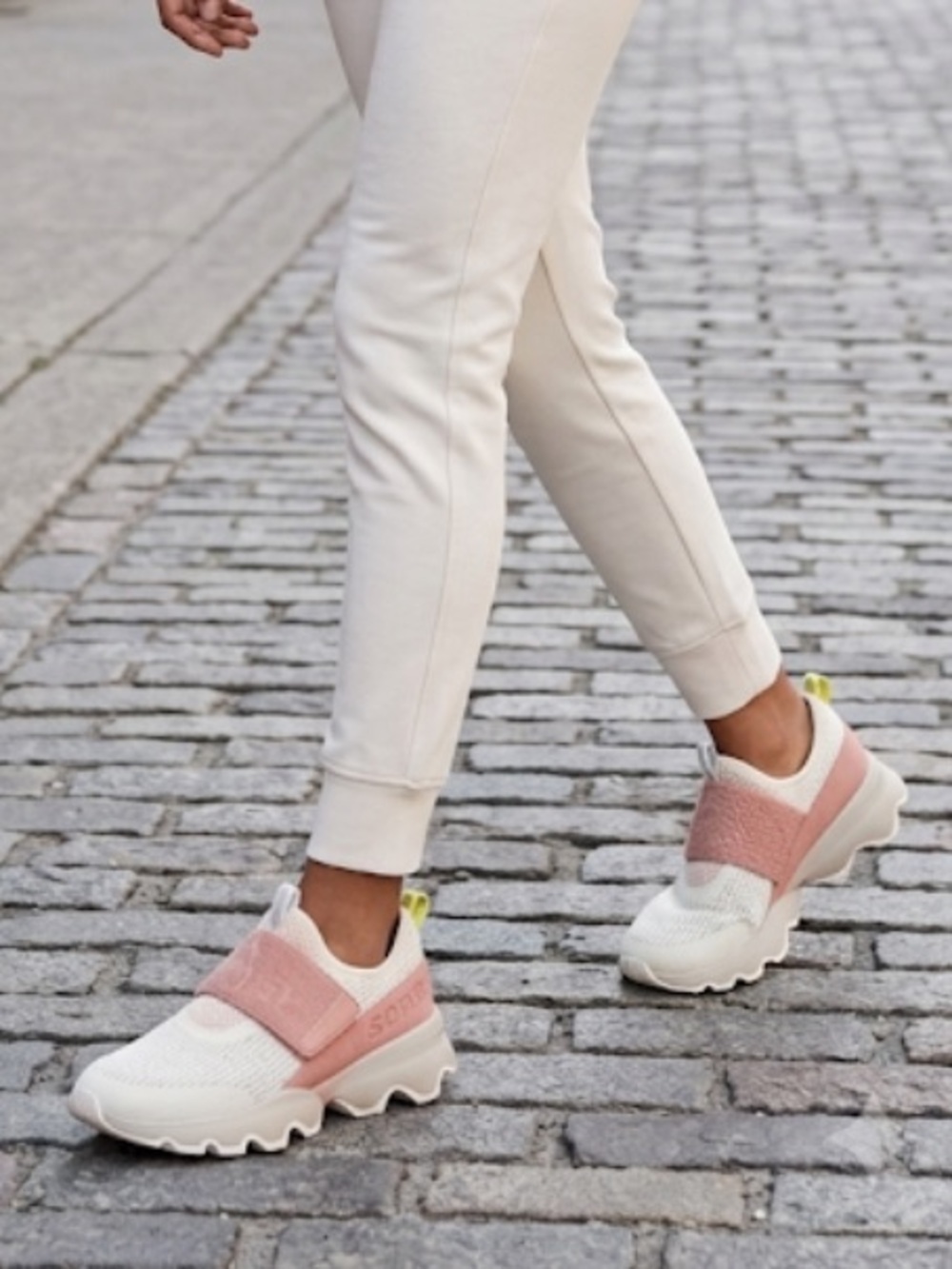 SOREL Kinetic Impact Strap Slip-On Sneakers | Pink & White Mesh, Sz 7.5